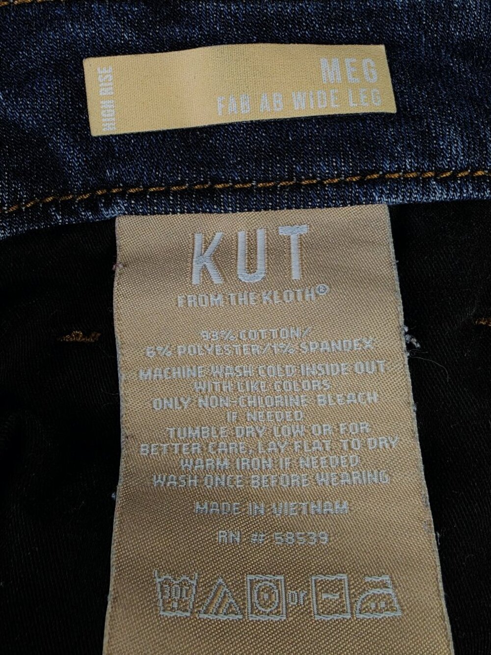 Kut From The Kloth Meg High Rise Fab Ab Wide Leg Raw Hem Ankle Crop size 12 - Picture 8 of 13